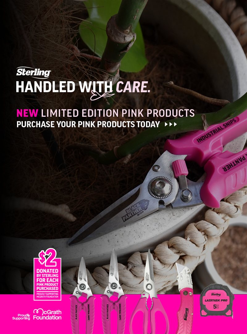 Sterling Handled With Care — the limited-edition Sterling Pink range at CH Tools Emerald. Sterling donates $2 from every pink product sold to the McGrath Foundation.