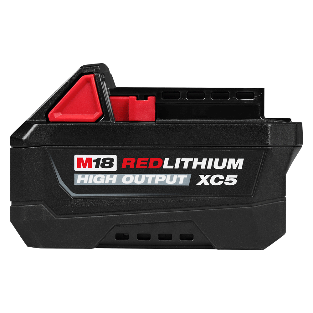 Milwaukee M18HB5 HIGH OUTPUT XC5 5.0Ah battery, front view