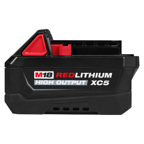 Milwaukee M18HB5 HIGH OUTPUT XC5 5.0Ah battery, front view