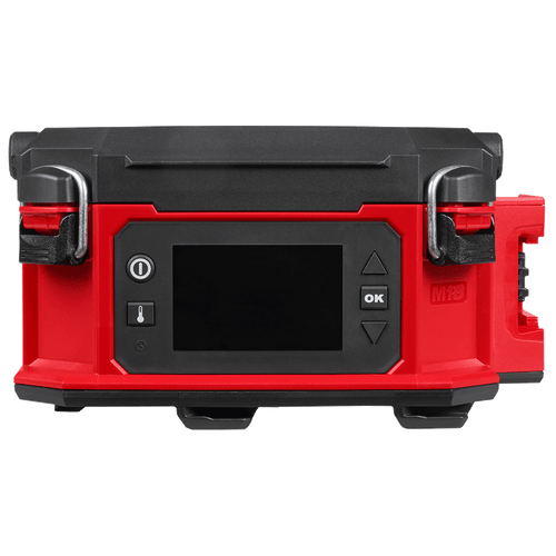 Milwaukee M18PHLB0 PACKOUT Heating Lunch Box with lid open showing two stainless containers