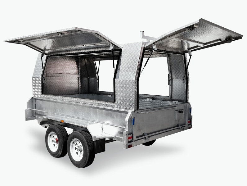 Tandem Axle Tradesman Trailers – canopy doors open