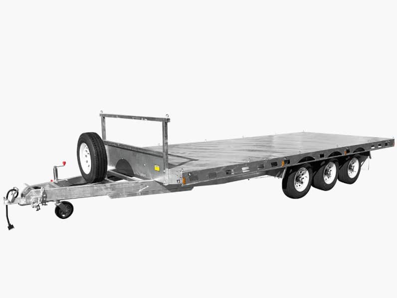 19×8 Heavy Duty Tri-Axle Flat Deck Trailer – front three-quarter view