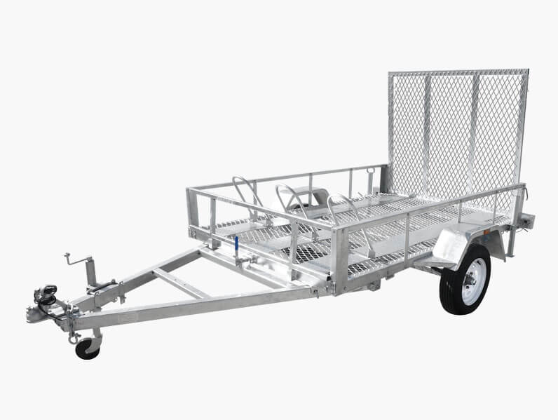 8×5 ATV, Motorbike and Mower Trailer – front three-quarter view
